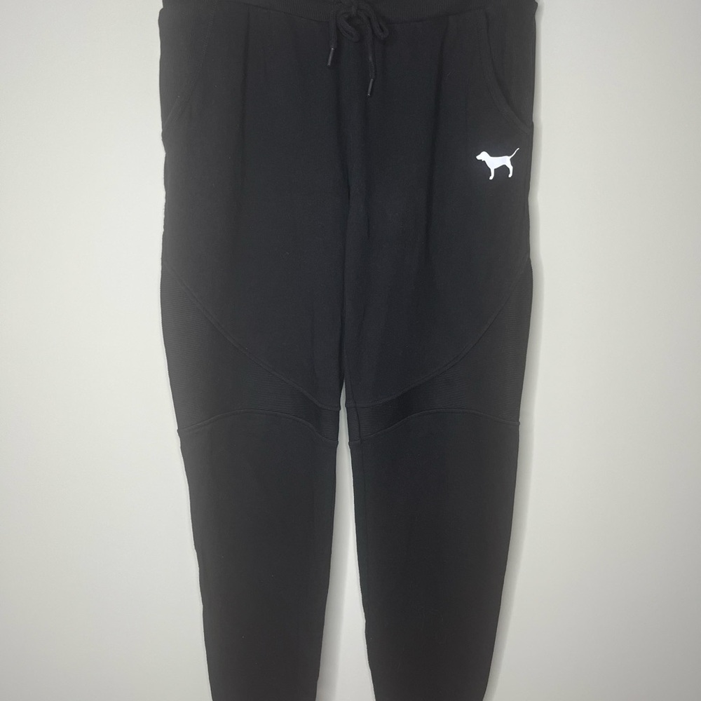 PINK Victoria's Secret Black Sweatpants Tapered Fit Elastic Cuffs